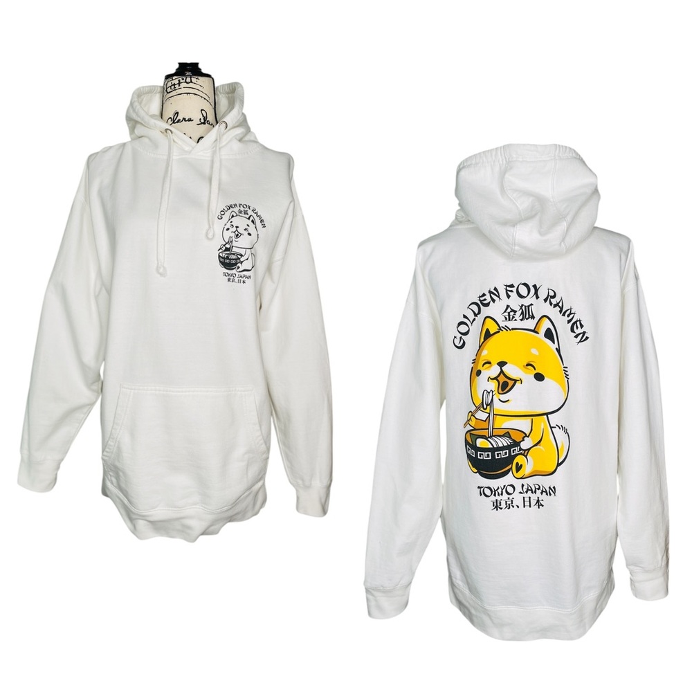 Golden Fox Ramen Tokyo Japan SCW Hoodie Graphic Pullover Sweatshirt Large